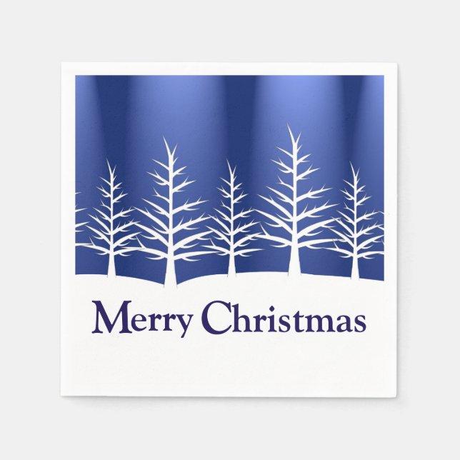 Guardanapo De Papel Árvore Branca Silhuettes Elegante Natal (Frente)