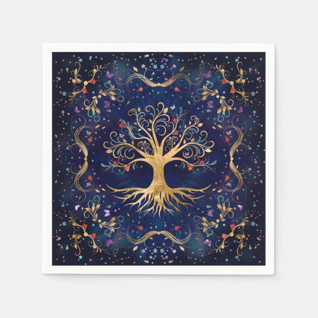 Guardanapo De Papel Árvore Colorida da Vida - Yggdrasil (Frente)