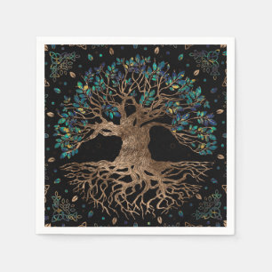 Guardanapo De Papel Árvore da vida - Ouro de iggdrasil e ornamento de