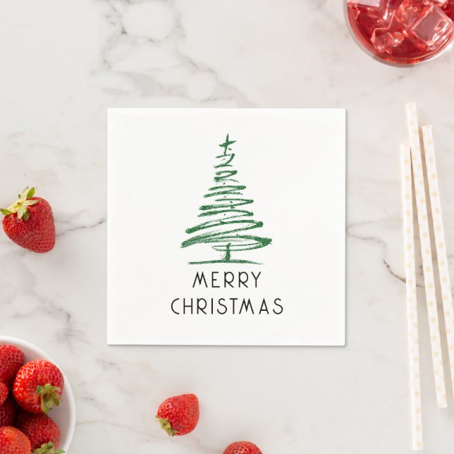 Guardanapo De Papel Árvore de Doodle Verde - Feliz Natal (Insitu)