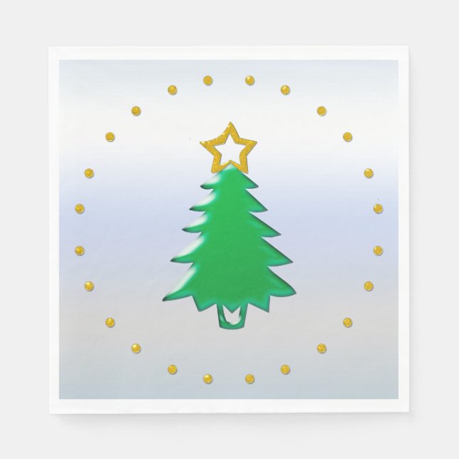 Guardanapo De Papel Árvore de Férias com Estrela Dourada no Fundo Prat (Frente)