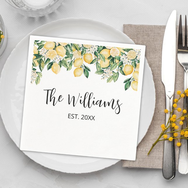 Guardanapo De Papel Árvore de limão amarela monograma (In situ)
