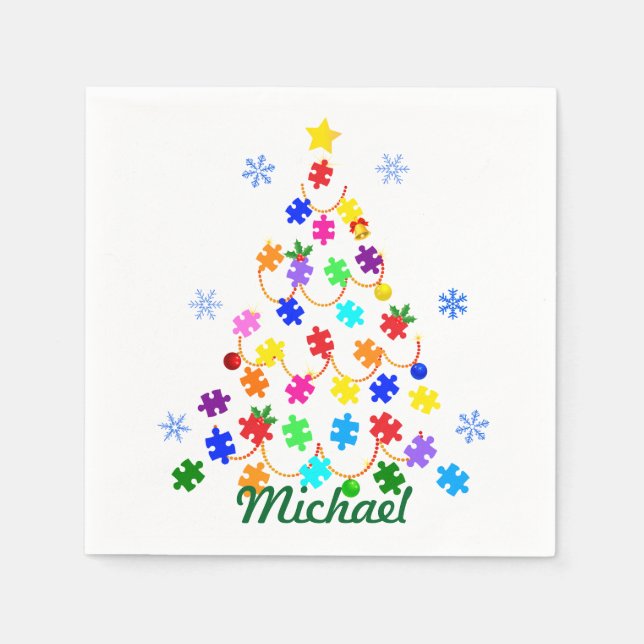 Guardanapo De Papel Árvore de Natal Autismo (Frente)