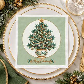Guardanapo De Papel Árvore de Natal Botânica Elegante Natal