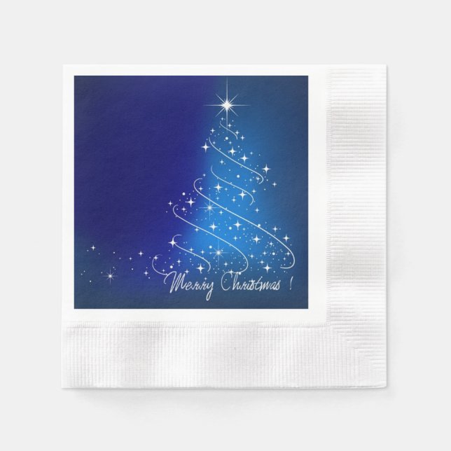 Guardanapo De Papel Árvore de Natal Brilhante, Azul, Festa (Frente)