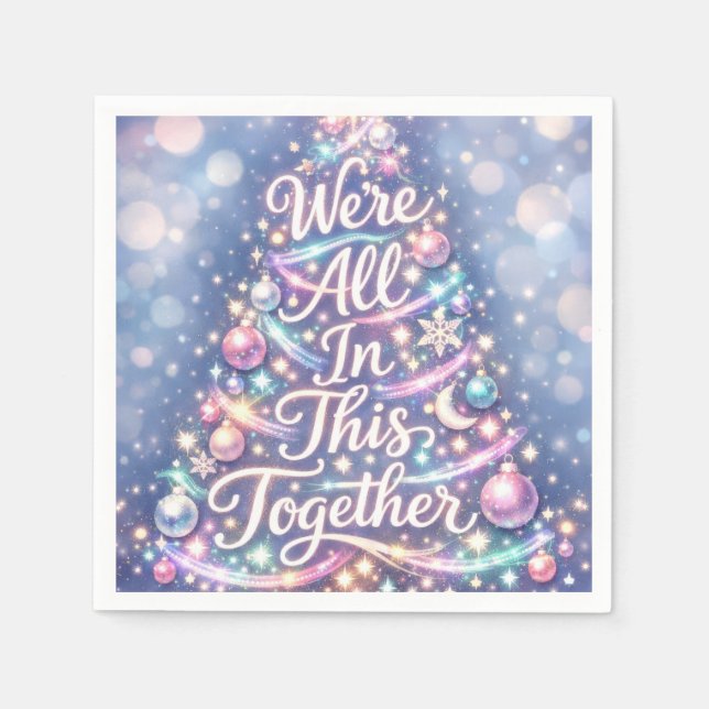 Guardanapo De Papel Árvore de Natal Brilhante com Texto (Frente)