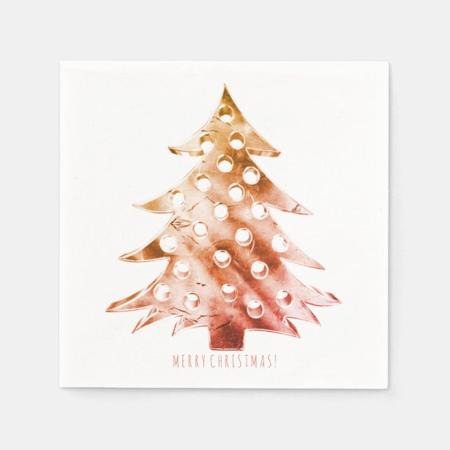 Guardanapo De Papel Árvore de Natal Castanho de Cobre Elegante Russo (Frente)