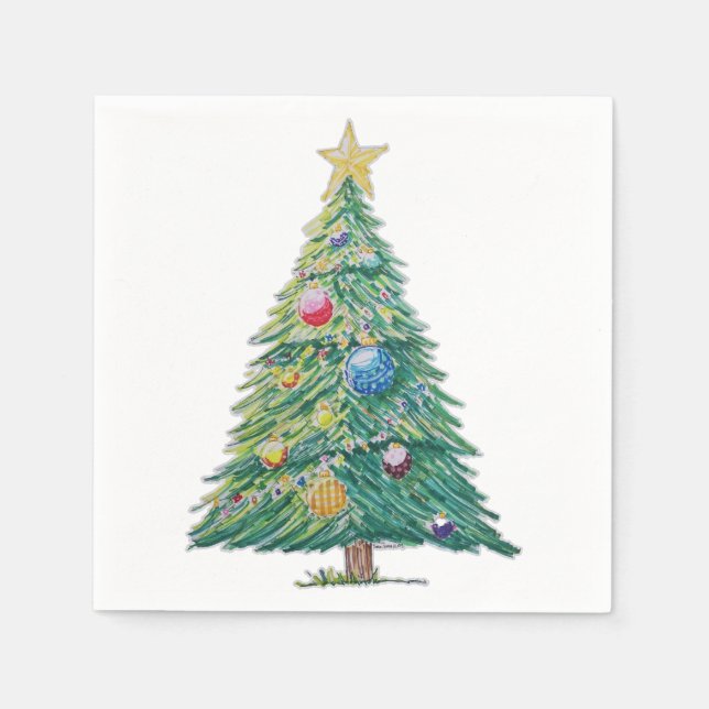 Guardanapo De Papel Árvore de Natal Colorida (Frente)