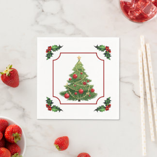 Guardanapo De Papel Árvore de Natal com Azevinho