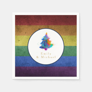 Guardanapo De Papel Árvore de Natal com Bandeira LGBT Arco-íris Festa