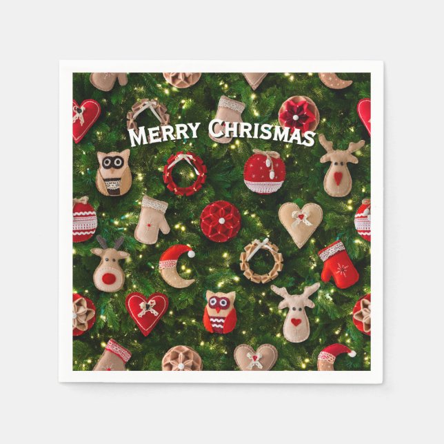 Guardanapo De Papel Árvore de Natal com brinquedos de feltro (Frente)