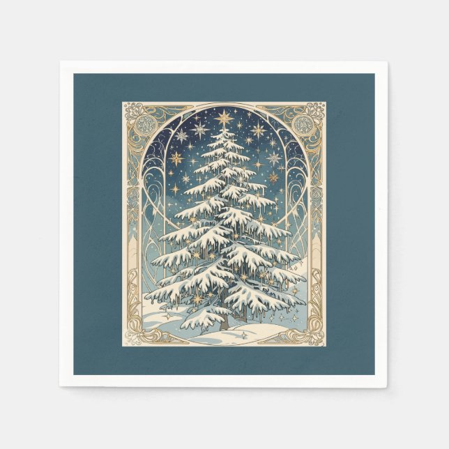 Guardanapo De Papel Árvore de Natal com Galhos Coberto de Neve (Frente)