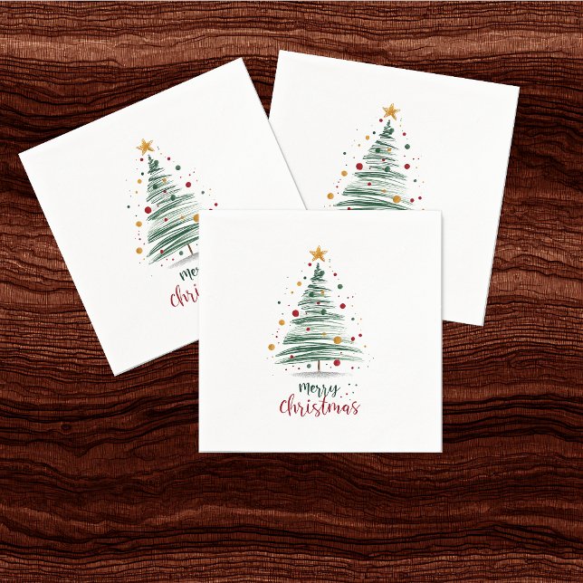 Guardanapo De Papel Árvore de Natal com Pincelada Moderna (Criador carregado)