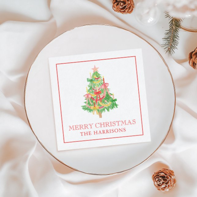 Guardanapo De Papel Árvore de Natal de Arcos de Coquetes de Aquarela (Criador carregado)