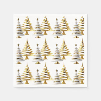 Guardanapo De Papel Árvore de Natal de inverno tema de férias dourado 