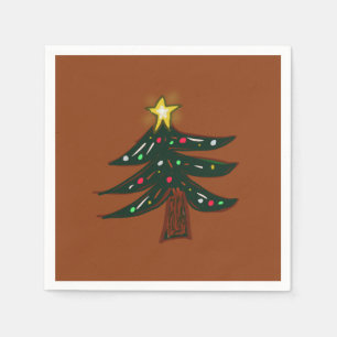 Guardanapo De Papel Árvore de Natal Desenhada à Mão Marrom
