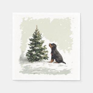Guardanapo De Papel Árvore de Natal do Cão Rottweiler