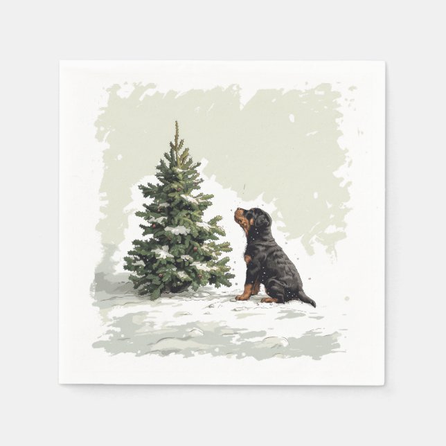 Guardanapo De Papel Árvore de Natal do Cão Rottweiler (Frente)