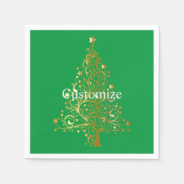 Guardanapo De Papel Árvore de Natal Dourada do rico Thunder_Cove (Frente)