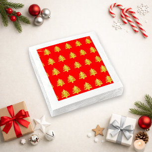 Guardanapo De Papel Árvore de Natal Dourada Radiante com Design de Pad