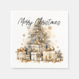 Guardanapo De Papel Árvore de Natal Dourada retrorada