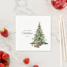 Árvore de Natal em Aquarela Elegante Festa de Nata