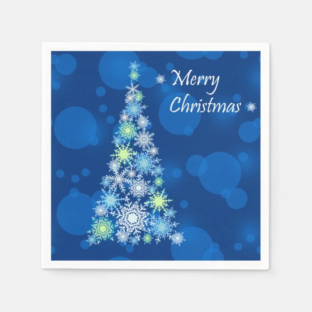 Guardanapo De Papel Árvore de Natal feita de flocos de neve. (Frente)