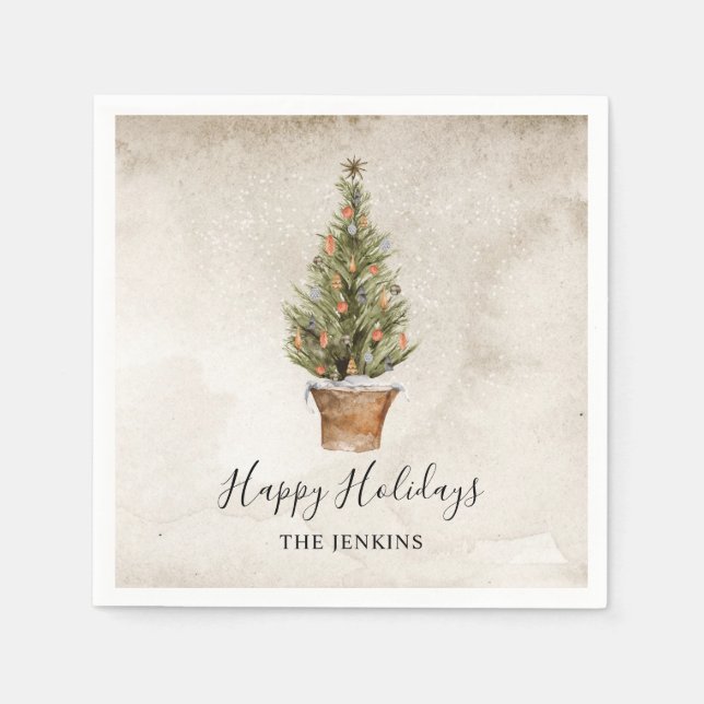 Guardanapo De Papel Árvore de Natal Feliz de Férias (Frente)