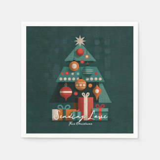 Guardanapo De Papel Árvore de Natal Geométrica Retro