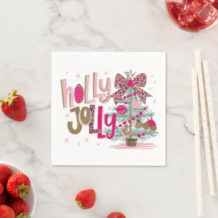 Guardanapo De Papel Árvore de Natal Glitter Holly Jolly
