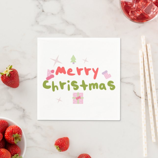 Guardanapo De Papel Árvore de Natal Groovy Letras Balão     (Insitu)