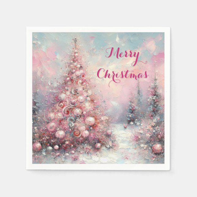 Guardanapo De Papel Árvore de Natal Impressionista Caprichosa  (Frente)