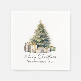 Guardanapo De Papel Árvore de Natal Merry Watercolor