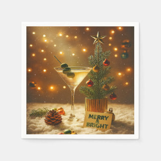 Guardanapo De Papel Árvore de Natal Mid Century Merry & Bright Martini