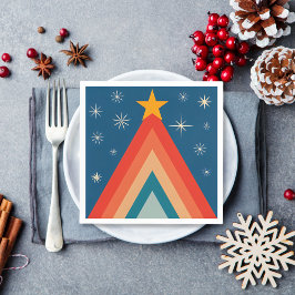 Guardanapo De Papel Árvore de Natal Minimalista Vermelho e Azul