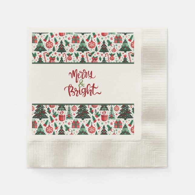 Guardanapo De Papel árvore de Natal, presentes, bengala de doce (Frente)