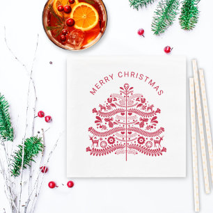 Guardanapo De Papel Árvore de Natal Red Scandinavian Folart