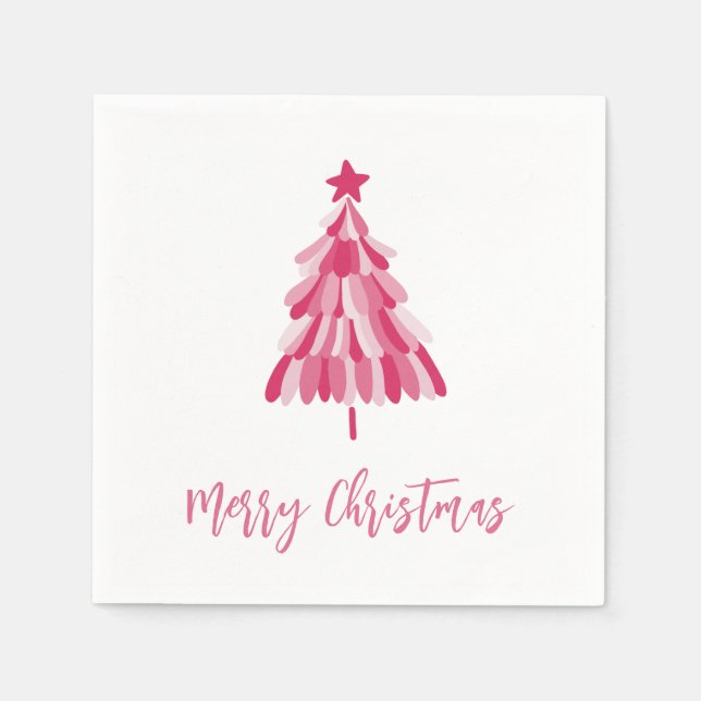 Guardanapo De Papel Árvore de Natal Rosa Simples (Frente)