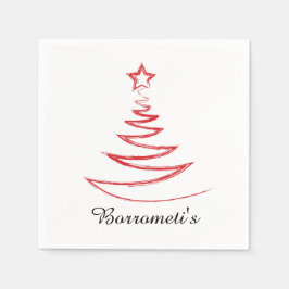 Guardanapo De Papel Árvore de Natal Vermelha Coquetel Personalizado Na