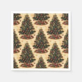 Guardanapo De Papel Árvore de Natal Vintage Padrão de Férias