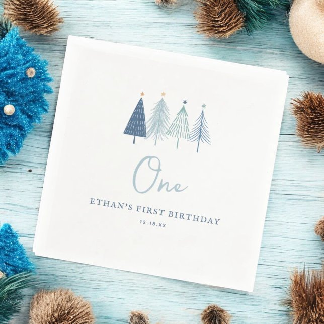 Guardanapo De Papel Árvore de Natal Winter Onederland Boy 1rua Birthda (Criador carregado)