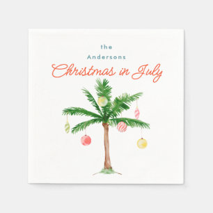Guardanapo De Papel Árvore de Palma de Aquarela Natal em julho Festa d
