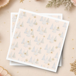 Guardanapo De Papel Árvore de Pinheiro em Aquarela Floco de Neve Natal
