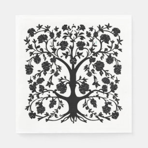 Guardanapo De Papel Árvore de vida floral nº 5 preto e branco