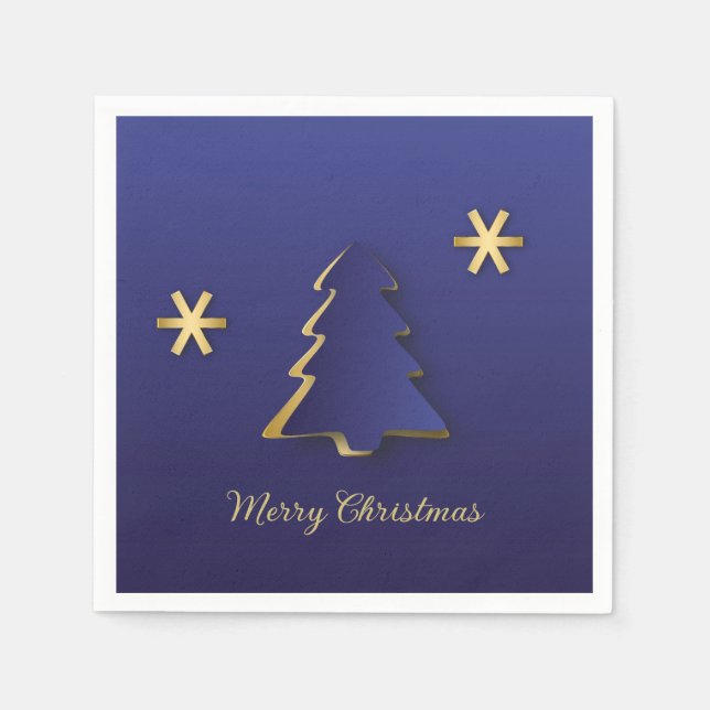 Guardanapo De Papel Árvore Dourada de Natal Clássica Elegante (Frente)