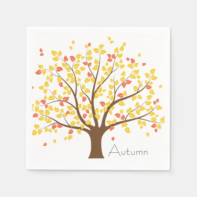 Guardanapo De Papel Árvore Dourada do outono (Frente)