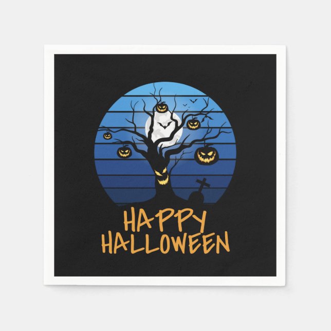 Guardanapo De Papel Árvore Feliz de Halloween, Lua (Frente)