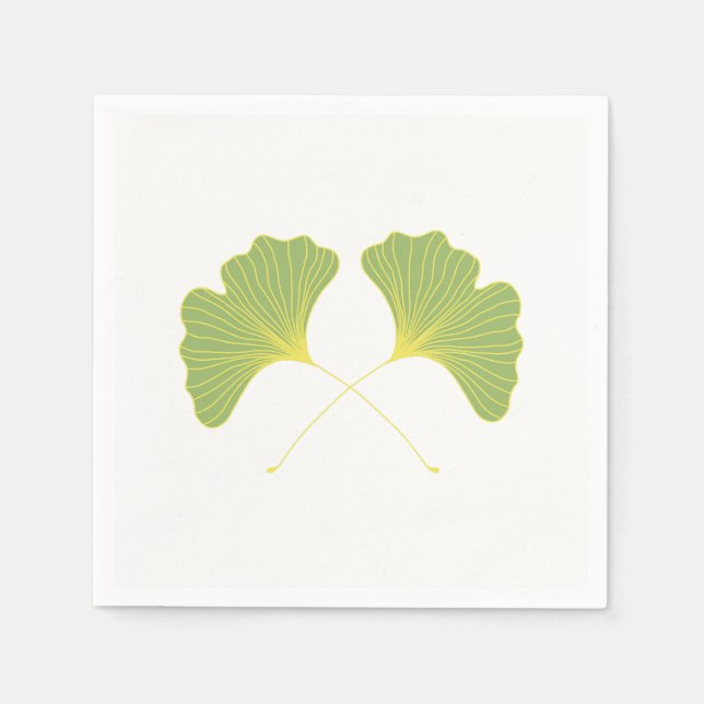Guardanapo De Papel Árvore Ginkgo Deixa Primavera Verde (Frente)