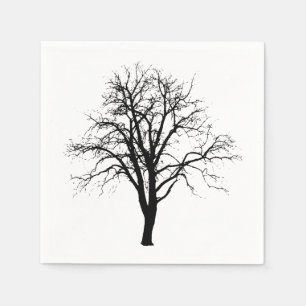 Guardanapo De Papel Árvore Leafless na silhueta do inverno