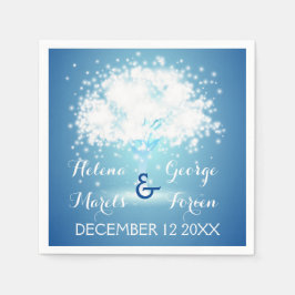 Guardanapo De Papel Árvore mágica com luz cintilante casamento azul